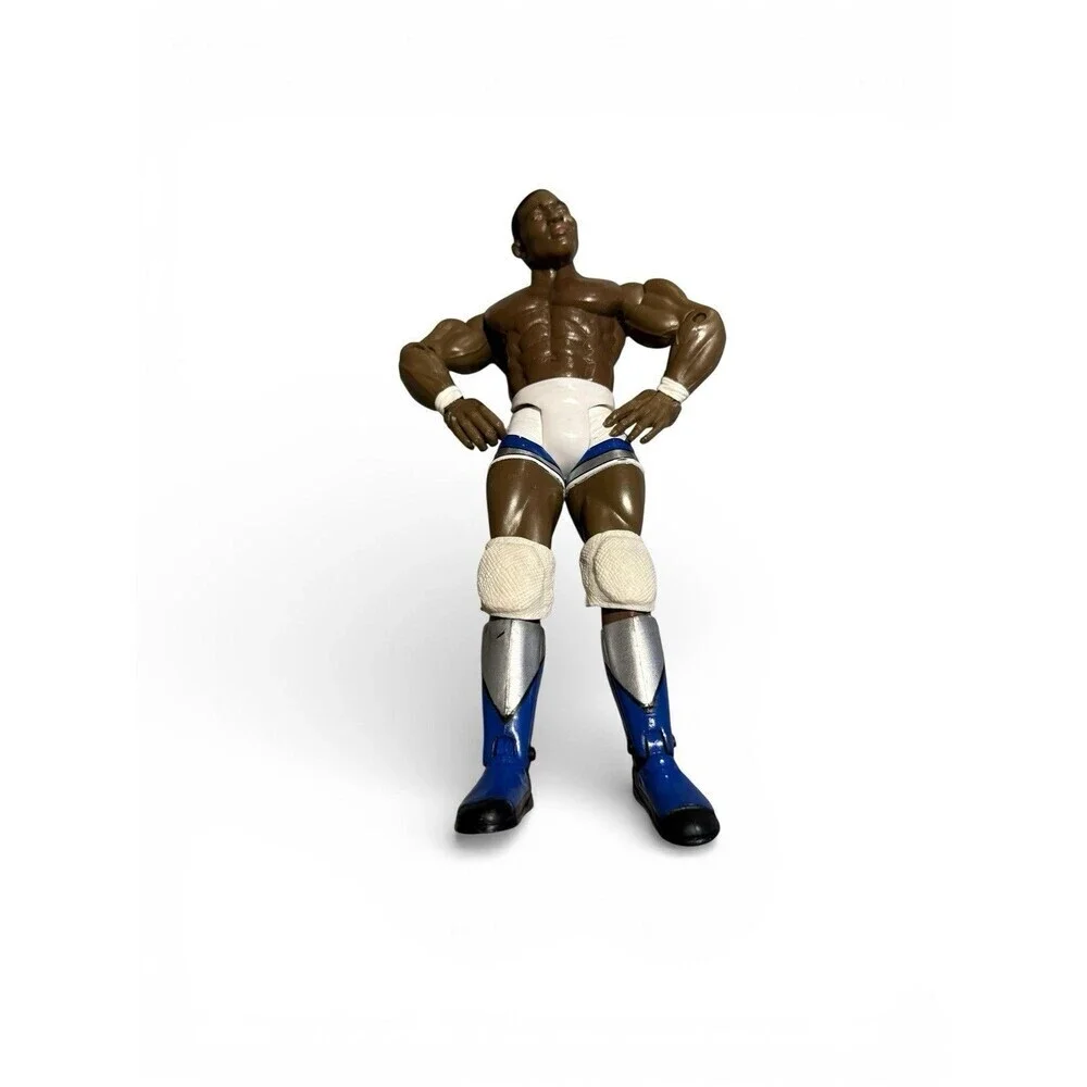 WWE WWF Wrestling Figure Shelton Benjamin White Blue Trunks Jakks 2004 WCW
